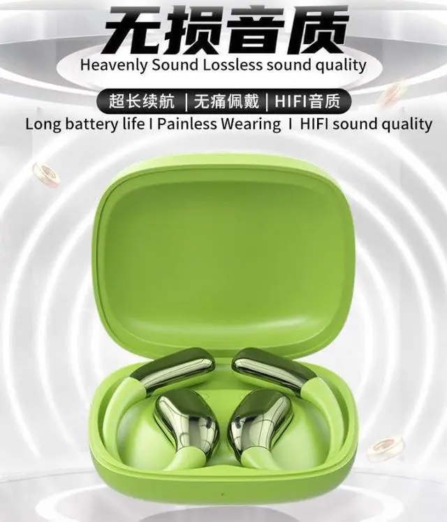 Alt view image 5 of 7 - Wireless Ear Buds Bluetooth 5.4 Open Ear Headphones with Earhook & Mic, 60Hrs Playback Sport Earphones,Ultra-Comfort,Lightweight Design,Fast Charging,Smart Translation Earbuds HIFI Sound Quality,White