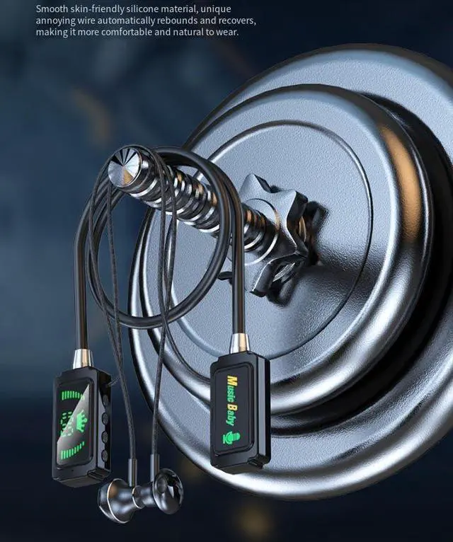 Alt view image 7 of 7 - Sport Neckband Headphones Bluetooth 5.4 in Ear 100 Hours Working Time with LED Battery Indicator Magnetic Neckband Wireless Stereo Headset,TF Card Slot Waterproof for Sports/Workout/Office,White