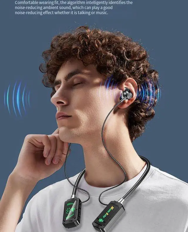 Alt view image 2 of 7 - Sport Neckband Headphones Bluetooth 5.4 in Ear 100 Hours Working Time with LED Battery Indicator Magnetic Neckband Wireless Stereo Headset,TF Card Slot Waterproof for Sports/Workout/Office,White