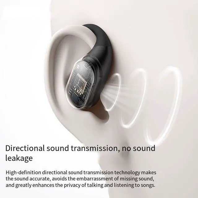 Alt view image 2 of 6 - Open Ear Headphones with Earhooks Ultra Comfort Open Ear Earbuds, Open Ear Earphones Waterproof Wireless Bluetooth for Snug Fit, Ergonomic Ear Hook, Balanced Sound,24H Playtime, Clear Calls