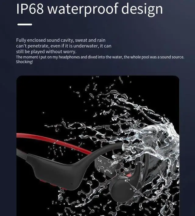 Alt view image 7 of 7 - Open Ear Headphones Bone Conduction IPX8 Waterproof Wireless Bluetooth 5.2 with 8H Playtime Built in 32G Memory, Sport Earphones 360° Stereo Sound for Running,Cycling,Workout,White