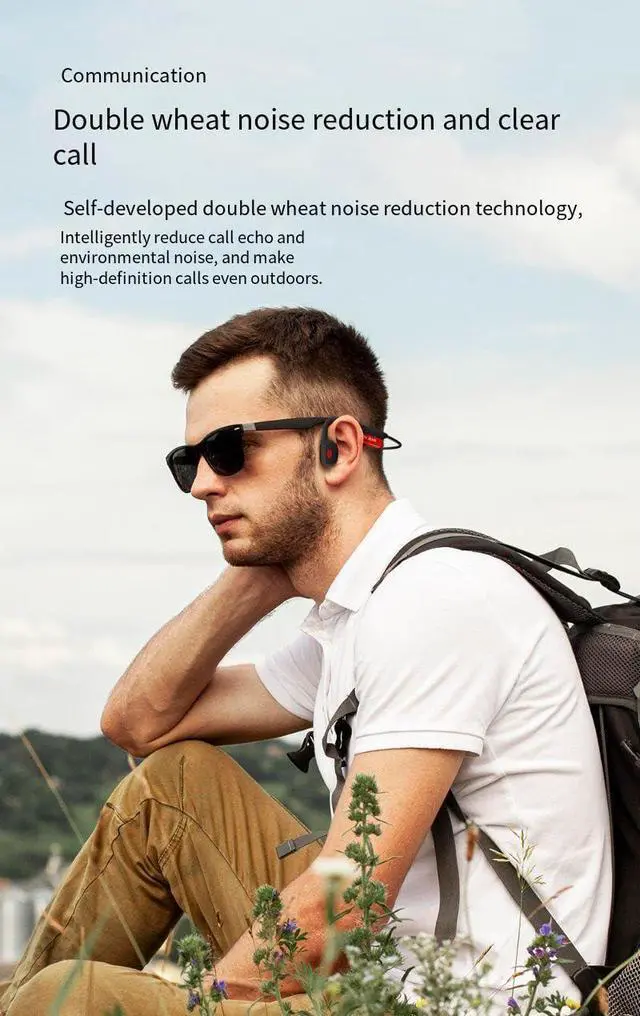 Alt view image 3 of 7 - Bone Conduction Headphones Open Ear Headphone Bluetooth 5.3 Wireless IPX6 Waterproof Sports Earbuds with Microphones & 8H Playtime,360°Curved Earphones for Running,Cycling,Driving,Hiking,White