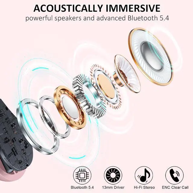 Alt view image 2 of 7 - Wireless Earbuds, Bluetooth Headphones Sports, IP7 Waterproof Headset with Earhook Workout, 50H Playback Over-Ear Buds with ENC Noise Cancelling Mic, Deep Bass Fitness Earphones Gym Running