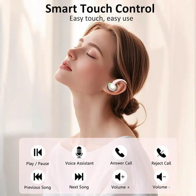 Alt view image 6 of 7 - Wireless Earbuds, Bluetooth Headphones Sports, IP7 Waterproof Headset with Earhook Workout, 50H Playback Over-Ear Buds with ENC Noise Cancelling Mic, Deep Bass Fitness Earphones Gym Running