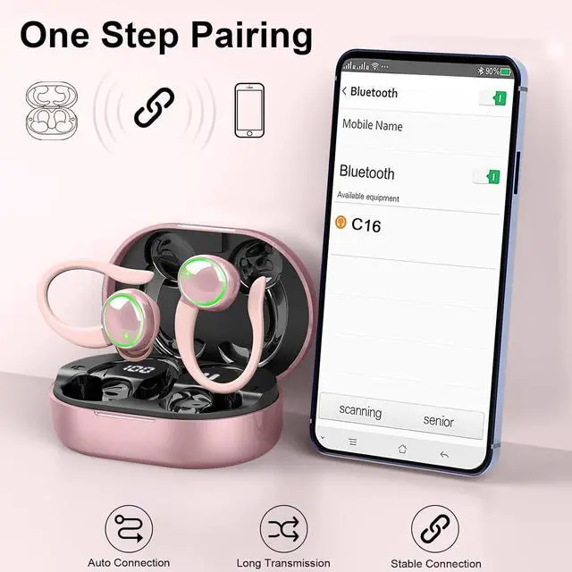 Alt view image 7 of 7 - Wireless Earbuds, Bluetooth Headphones Sports, IP7 Waterproof Headset with Earhook Workout, 50H Playback Over-Ear Buds with ENC Noise Cancelling Mic, Deep Bass Fitness Earphones Gym Running