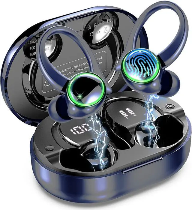 Main image of Wireless Earbuds, Bluetooth Headphones Sports, 50H Playback Over-Ear Buds with ENC Noise Cancelling Mic, Deep Bass Fitness Earphones Gym Running, Waterproof Headset with Earhook Workout