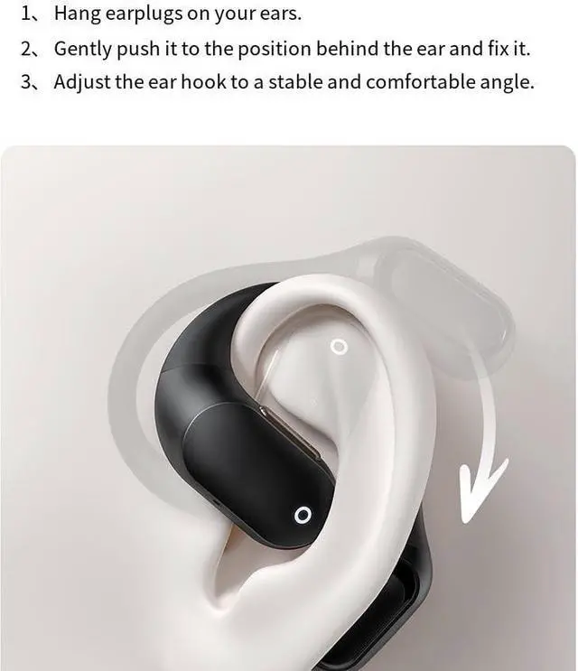 Alt view image 6 of 6 - Open Ear Headphones with Earhooks Ultra Comfort Open Ear Earbuds, Open Ear Earphones Waterproof Wireless Bluetooth for Snug Fit, Ergonomic Ear Hook, Balanced Sound,24H Playtime, Clear Calls