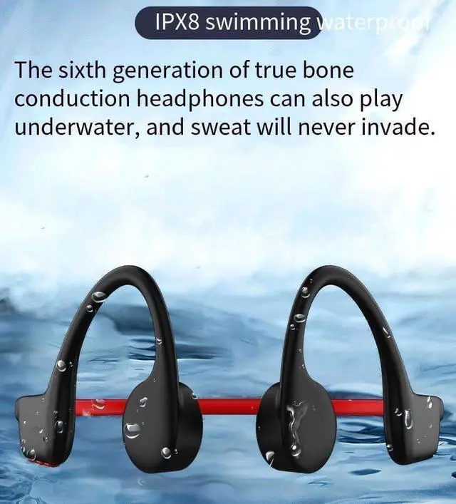 Alt view image 2 of 7 - Open Ear Headphones Bone Conduction IPX8 Waterproof Wireless Bluetooth 5.2 with 8H Playtime Built in 32G Memory, Sport Earphones 360° Stereo Sound for Running,Cycling,Workout,White
