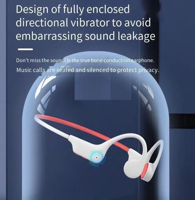 Alt view image 3 of 7 - Open Ear Headphones Bone Conduction IPX8 Waterproof Wireless Bluetooth 5.2 with 8H Playtime Built in 32G Memory, Sport Earphones 360° Stereo Sound for Running,Cycling,Workout,White