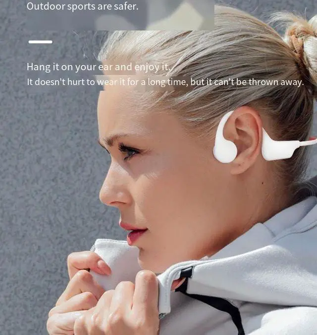 Alt view image 5 of 7 - Open Ear Headphones Bone Conduction IPX8 Waterproof Wireless Bluetooth 5.2 with 8H Playtime Built in 32G Memory, Sport Earphones 360° Stereo Sound for Running,Cycling,Workout,White