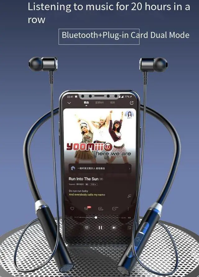 Alt view image 2 of 7 - Earphone Neckband Bluetooth Headphones 20H Playtime Deep Bass Earphones Bluetooth Earbuds TF Card-Inserting Wireless Stereo Neckband Ear Buds with Microphone for Sports/Workout/Office,Green