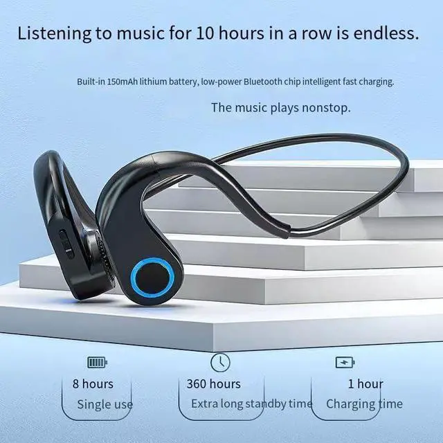 Alt view image 6 of 7 - Bone Conduction Headphones Wireless Bluetooth 5.3 Open Ear Headphones Environmental Depth Noise Reduction IPX6 Waterproof Earbuds 8 Hours of Playback Time Suitable for Sports Driving