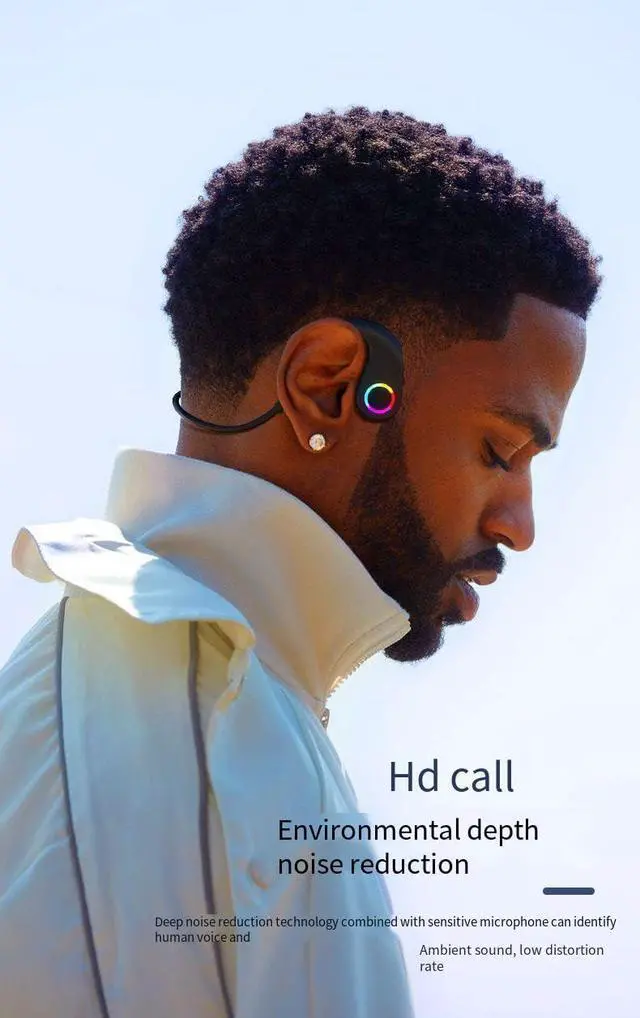 Alt view image 5 of 7 - Bone Conduction Headphones Wireless Bluetooth 5.3 Open Ear Headphones Environmental Depth Noise Reduction IPX6 Waterproof Earbuds 8 Hours of Playback Time Suitable for Sports Driving