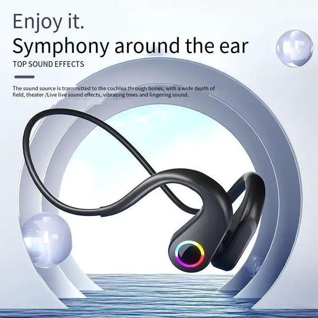 Alt view image 7 of 7 - Bone Conduction Headphones Wireless Bluetooth 5.3 Open Ear Headphones Environmental Depth Noise Reduction IPX6 Waterproof Earbuds 8 Hours of Playback Time Suitable for Sports Driving