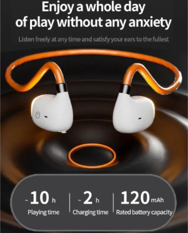 Alt view image 2 of 6 - Open Ear Headphones Bone Conduction Headphones Bluetooth 5.3,Bone Conduction Earphones with Multi-Colored Breathing Lights,9 Hours Battery IPX5 Waterproof Earbuds for Swimming,Gym,Green