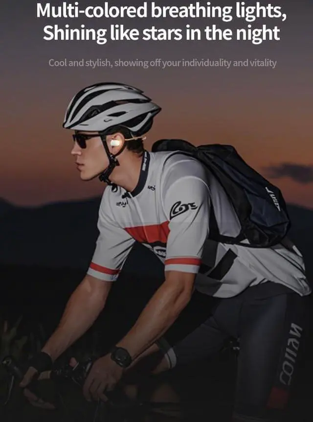 Alt view image 4 of 6 - Open Ear Headphones Bone Conduction Headphones Bluetooth 5.3,Bone Conduction Earphones with Multi-Colored Breathing Lights,9 Hours Battery IPX5 Waterproof Earbuds for Swimming,Gym,Green