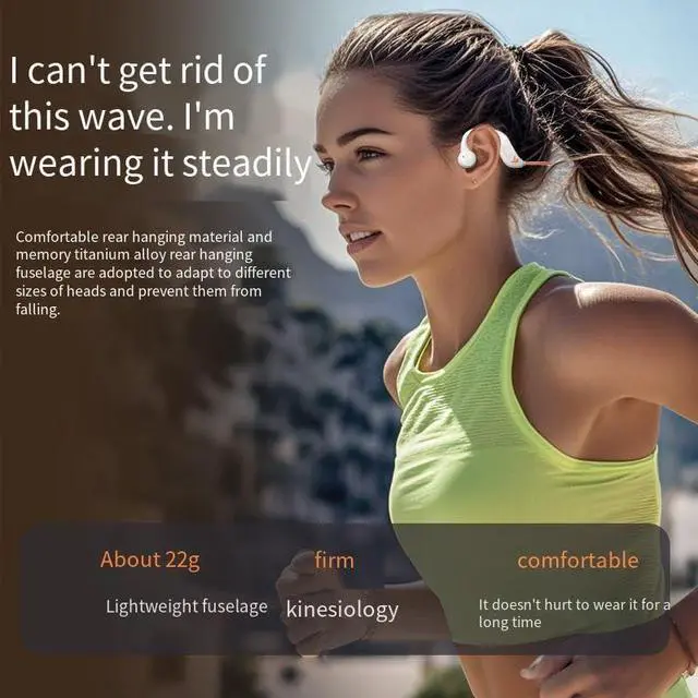 Alt view image 2 of 7 - Bone Conduction Headphones Wireless Bluetooth 5.4 Open Ear Headphones with Microphones,IPX5 Waterproof Ear Buds Built-in TF Card Slot,8H Playtime Sport Earphones for Running,Driving,Hiking-White