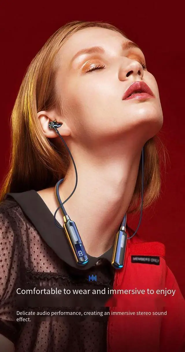 Alt view image 2 of 7 - Sport Neckband Headphones Bluetooth 5.3 in Ear 100 Hours Working Time with LED Battery Indicator Magnetic Neckband,TF card can play music Wireless Stereo Headset IPX5 Waterproof for Sports/Workout