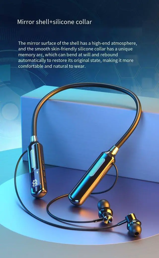 Alt view image 5 of 7 - Sport Neckband Headphones Bluetooth 5.3 in Ear 100 Hours Working Time with LED Battery Indicator Magnetic Neckband,TF card can play music Wireless Stereo Headset IPX5 Waterproof for Sports/Workout