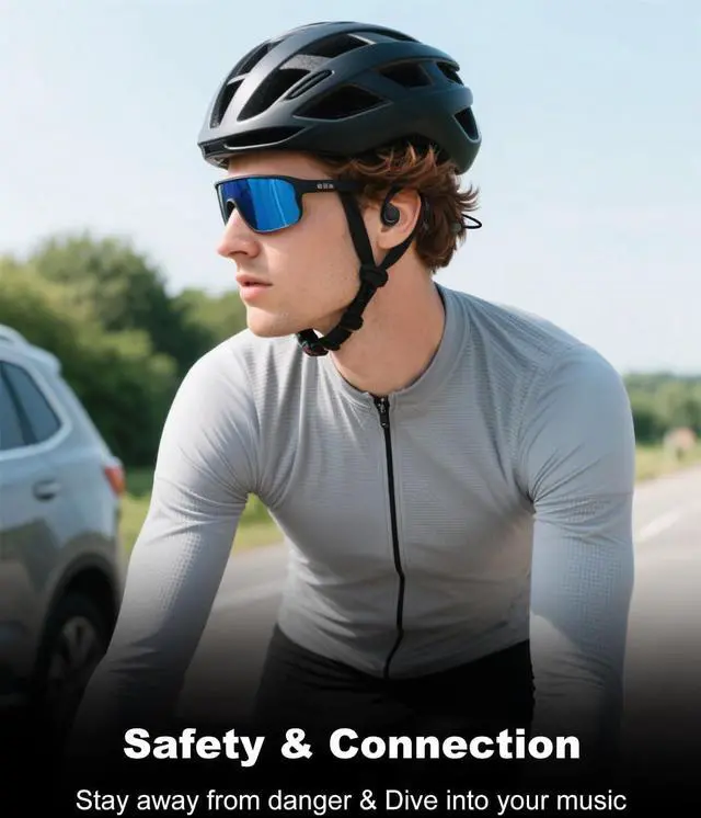 Alt view image 2 of 7 - Wireless Bone Conduction Headphones,Bone Conduction Earbuds 10H Playtimes Sports Earphones with Mic,Open Ear Bluetooth 5.3 Headphones,Sweat Resistant Sports Headset for Running,Workout,Cycling Black