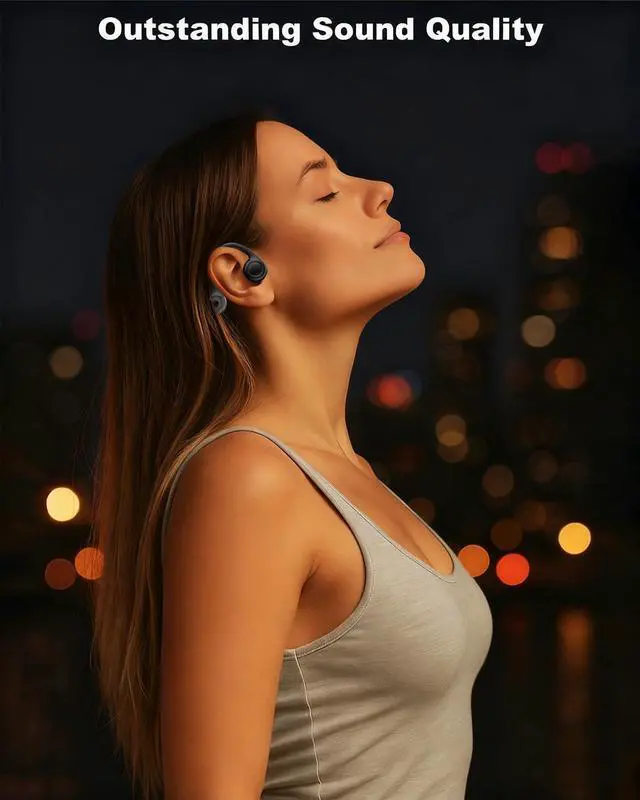 Alt view image 3 of 7 - Wireless Bone Conduction Headphones,Bone Conduction Earbuds 10H Playtimes Sports Earphones with Mic,Open Ear Bluetooth 5.3 Headphones,Sweat Resistant Sports Headset for Running,Workout,Cycling Black