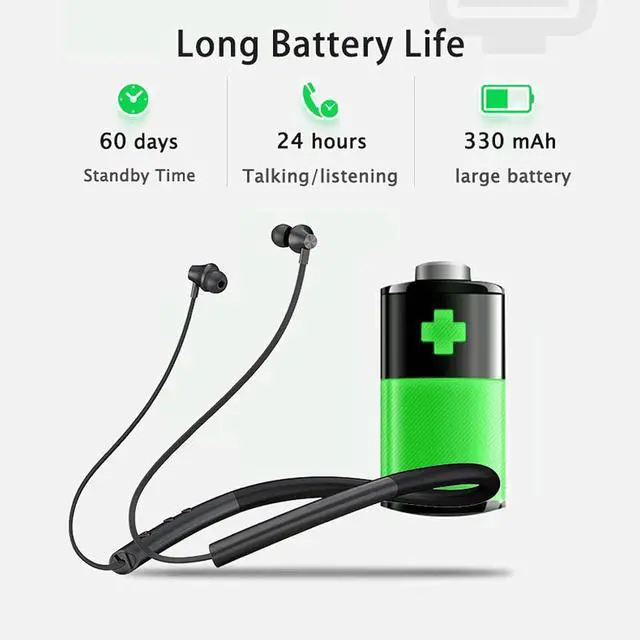 Alt view image 4 of 7 - Bluetooth Headphones with Neckband Wireless Earbuds Magnetic Design Neckband Earbuds with mic Noise Cancelling Wireless Headset 24 Hours' time for Sport