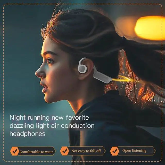 Alt view image 2 of 5 - Wireless Bone Conduction Headphones Open Ear Bluetooth Earbuds Sports Earbuds Wireless Bone Conduction Earphones Noise Cancelling Headset for Running Cycling Driving (White)