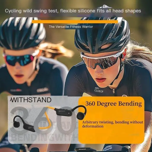 Alt view image 3 of 5 - Wireless Bone Conduction Headphones Open Ear Bluetooth Earbuds Sports Earbuds Wireless Bone Conduction Earphones Noise Cancelling Headset for Running Cycling Driving (White)