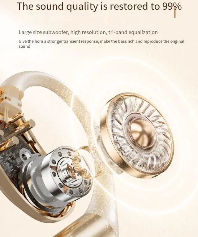 Alt view image 5 of 7 - Wireless Bluetooth 5.4 Open-Ear-Headphones with ENC Noise Cancellation, Smart AI Translator Earbuds with Earhooks,144 Countries Language Translator for Workout Driving Walking, Beige