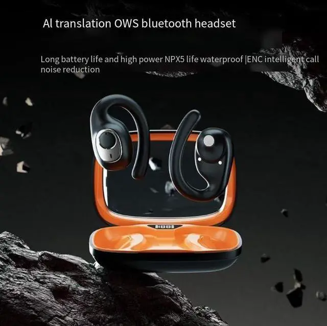 Alt view image 2 of 7 - Open Ear Headphones Wireless Bluetooth 5.3 Air-Conduction Open Ear Buds IPX5 Waterproof Earbuds for Sports,ENC Call Noise Reduction,Lightweight Design,Ergonomic Ear Hooks for Workout/Running,Black