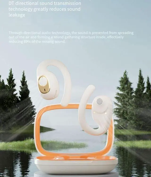 Alt view image 6 of 7 - Open Ear Headphones Wireless Bluetooth 5.3 Air-Conduction Open Ear Buds IPX5 Waterproof Earbuds for Sports,ENC Call Noise Reduction,Lightweight Design,Ergonomic Ear Hooks for Workout/Running,Black