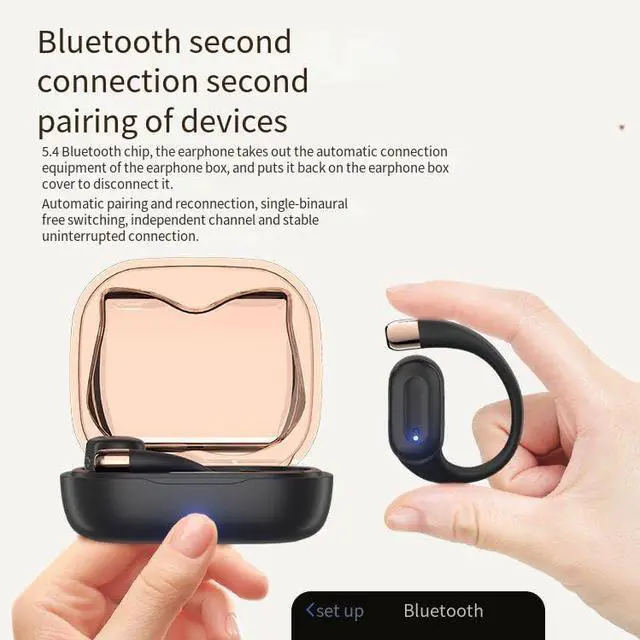 Alt view image 3 of 7 - Open Ear Headphones Wireless Bluetooth 5.4 Wireless Sports Ear Buds with Earhooks,ENC Call Noise Cancellation Technology IPX5 Waterproof Earphones for Sports,Driving,Office,White