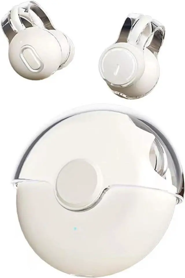 Main image of Clip On Headphones Open Earbuds Clip On Earbuds Open Ear Buds Wireless Bluetooth 5.3 Sport Earphones Built-In Mic 56H Playtime Charging Case Ipx5 Waterproof Ear Bud Wireless for Exercise white