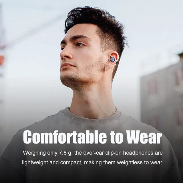 Alt view image 4 of 7 - Clip On Headphones Open Earbuds Clip On Earbuds Open Ear Buds Wireless Bluetooth 5.3 Sport Earphones Built-In Mic 56H Playtime Charging Case Ipx5 Waterproof Ear Bud Wireless for Exercise white