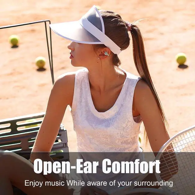 Alt view image 6 of 7 - Clip On Headphones Open Earbuds Clip On Earbuds Open Ear Buds Wireless Bluetooth 5.3 Sport Earphones Built-In Mic 56H Playtime Charging Case Ipx5 Waterproof Ear Bud Wireless for Exercise white