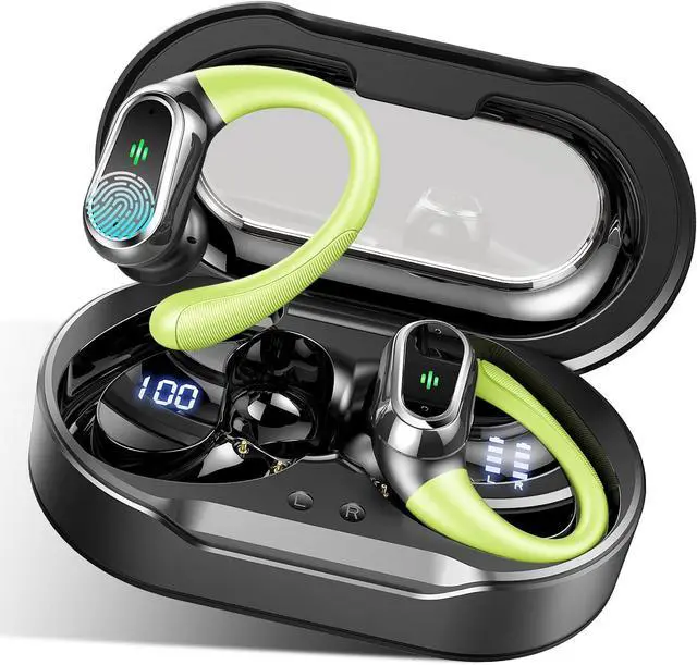 Main image of Wireless Earbuds, 2025 Bluetooth 5.4 Headphones Sport, 50Hrs HiFi Stereo Deep Bass Over-Ear buds with ENC Noise Cancelling Mic, IP7 Waterproof & LED Display Earphones with Earhooks for Workout/Running