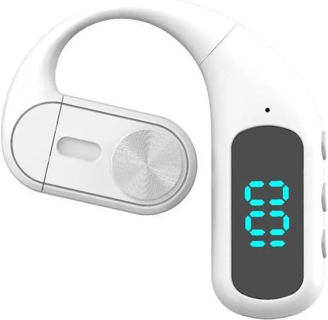 Main image of Wireless Bluetooth Earpiece Earbud with Earhook Headphone Sports Single Earphone 12 Hours of Music Time Bone Conduction Headset Handsfree Truck Driver with Mic for Business Working Fitness,White
