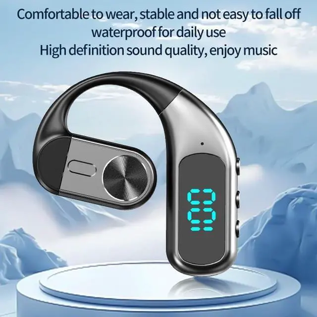 Alt view image 2 of 7 - Wireless Bluetooth Earpiece Earbud with Earhook Headphone Sports Single Earphone 12 Hours of Music Time Bone Conduction Headset Handsfree Truck Driver with Mic for Business Working Fitness,White