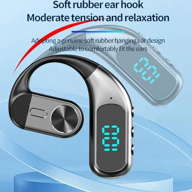 Alt view image 3 of 7 - Wireless Bluetooth Earpiece Earbud with Earhook Headphone Sports Single Earphone 12 Hours of Music Time Bone Conduction Headset Handsfree Truck Driver with Mic for Business Working Fitness,White