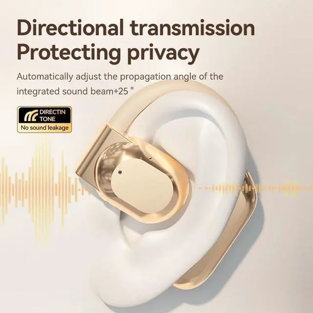 Alt view image 2 of 7 - Wireless Bluetooth 5.3 Open-Ear-Headphones HiFi Sound Quality with Noise Cancellation,Air Conduction with Earhooks for Workout Driving Walking,Black