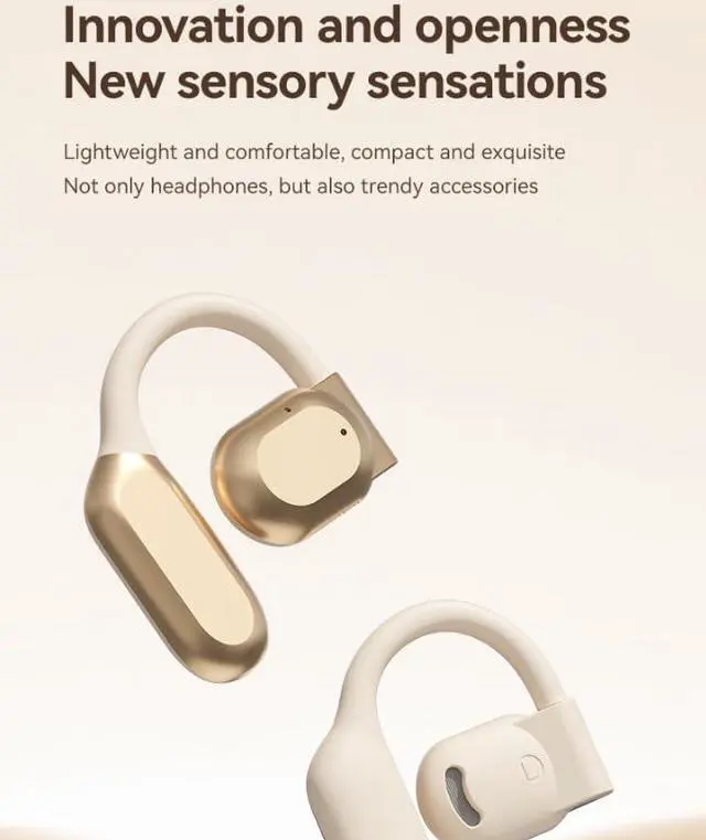 Alt view image 5 of 7 - Wireless Bluetooth 5.3 Open-Ear-Headphones HiFi Sound Quality with Noise Cancellation,Air Conduction with Earhooks for Workout Driving Walking,Black