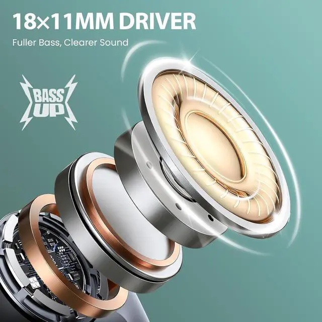 Alt view image 6 of 7 - HIFI WALKER Air Conduction Headphones Bluetooth 5.4 with MP3 Player Built-in 32GB Memory,Headphones Open-Ear Sports Headset with Mic & Voice Control for Running, Cycling