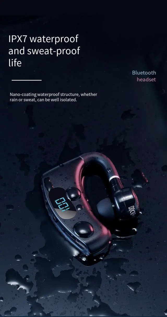 Alt view image 3 of 7 - Bluetooth Earpiece Single-EarHook Wireless Headphones for 88 Hours of Talking, CVC8.0 Microphone Noise Canceling Earbud IPX7 Waterproof, 2200mAh Battery Charging Case Can Charge The Phone,Blue