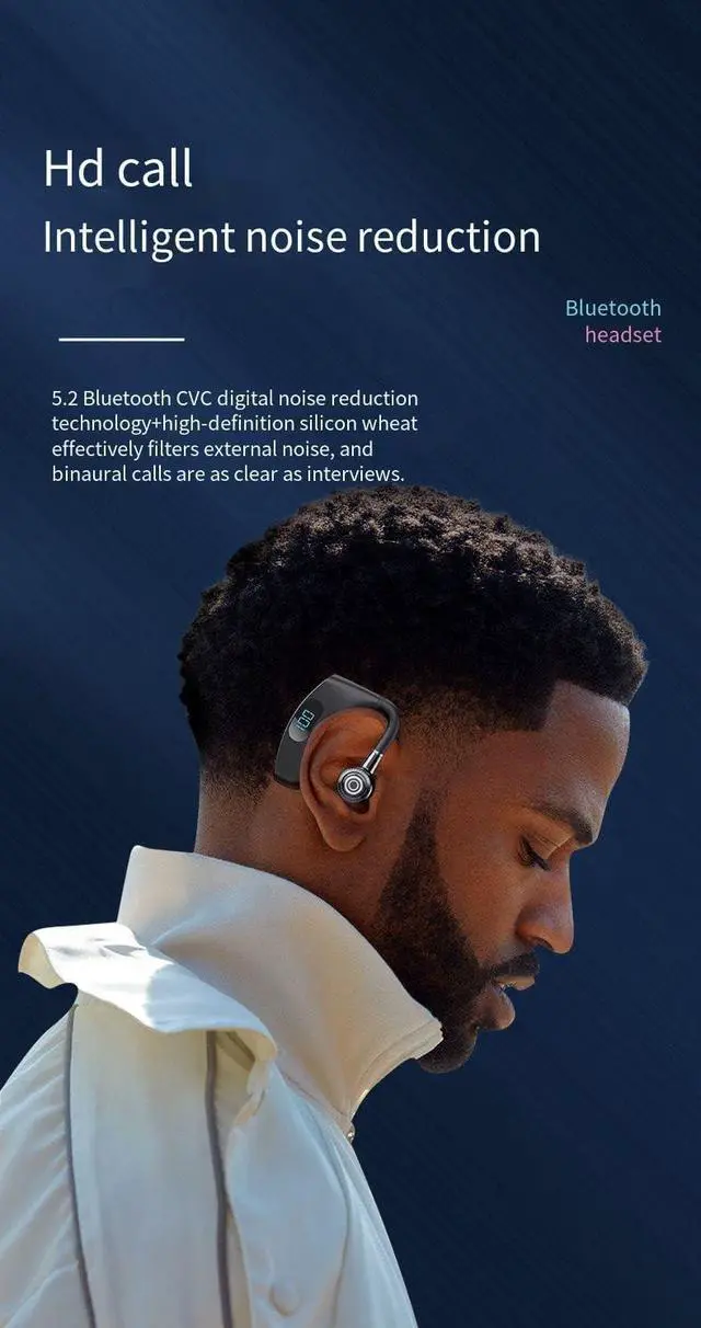 Alt view image 6 of 7 - Bluetooth Earpiece Single-EarHook Wireless Headphones for 88 Hours of Talking, CVC8.0 Microphone Noise Canceling Earbud IPX7 Waterproof, 2200mAh Battery Charging Case Can Charge The Phone,Blue