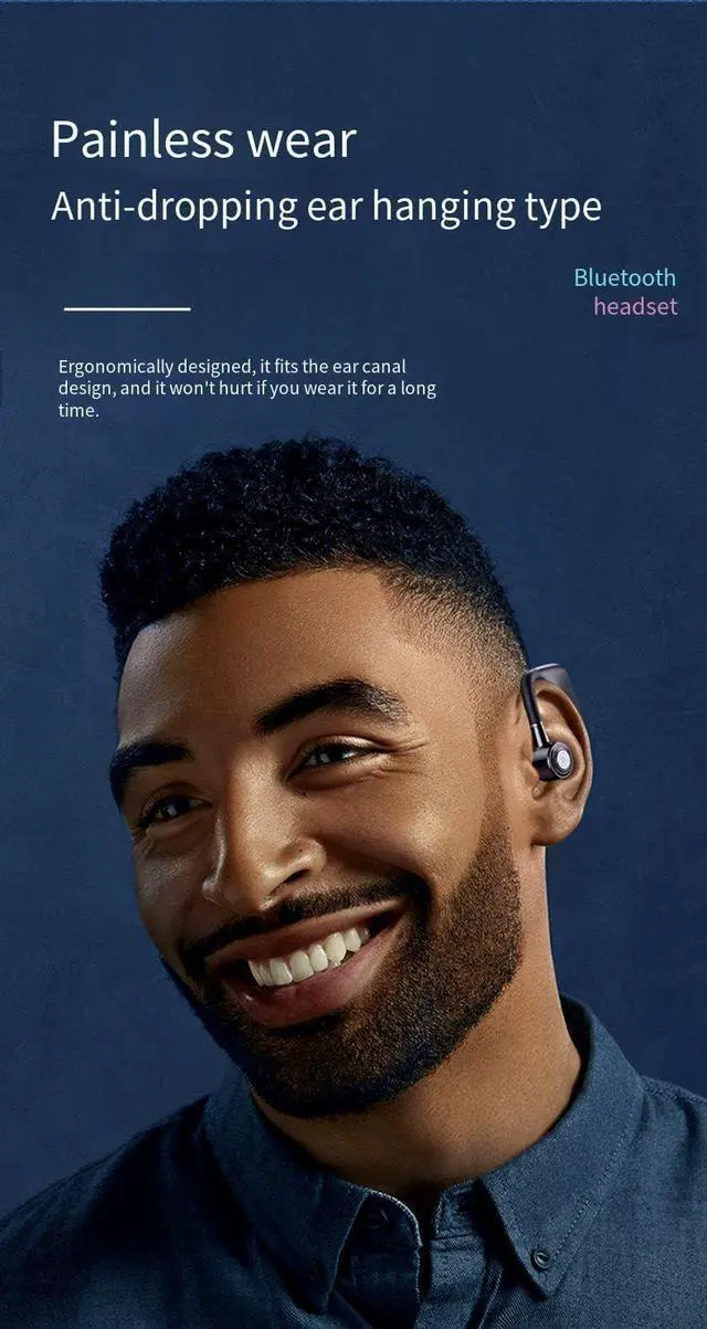 Alt view image 7 of 7 - Bluetooth Earpiece Single-EarHook Wireless Headphones for 88 Hours of Talking, CVC8.0 Microphone Noise Canceling Earbud IPX7 Waterproof, 2200mAh Battery Charging Case Can Charge The Phone,Blue