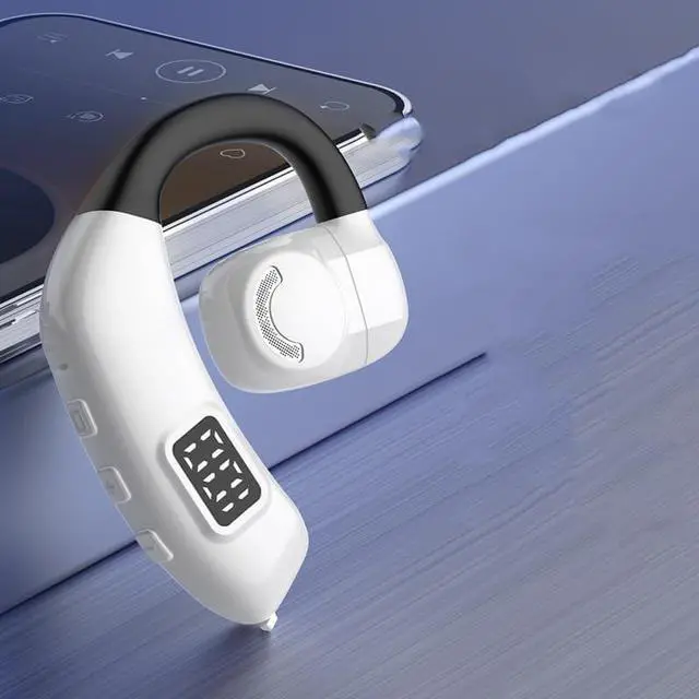 Main image of Bluetooth Earpiece Wireless Earbud Earhooks Headphone with HIFI Stereo Sound, 365 Days Standby 30 Hours Talk Time with Noise Canceling Mic 180° Rotation Fit Cell Phones Driving/Business/Office,White