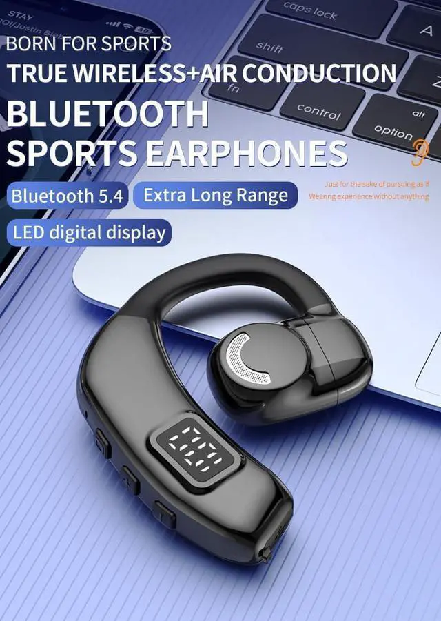 Alt view image 2 of 7 - Bluetooth Earpiece Wireless Earbud Earhooks Headphone with HIFI Stereo Sound, 365 Days Standby 30 Hours Talk Time with Noise Canceling Mic 180° Rotation Fit Cell Phones Driving/Business/Office,White