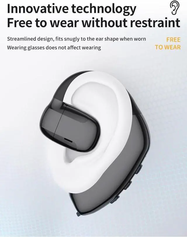 Alt view image 7 of 7 - Bluetooth Earpiece Wireless Earbud Earhooks Headphone with HIFI Stereo Sound, 365 Days Standby 30 Hours Talk Time with Noise Canceling Mic 180° Rotation Fit Cell Phones Driving/Business/Office,White