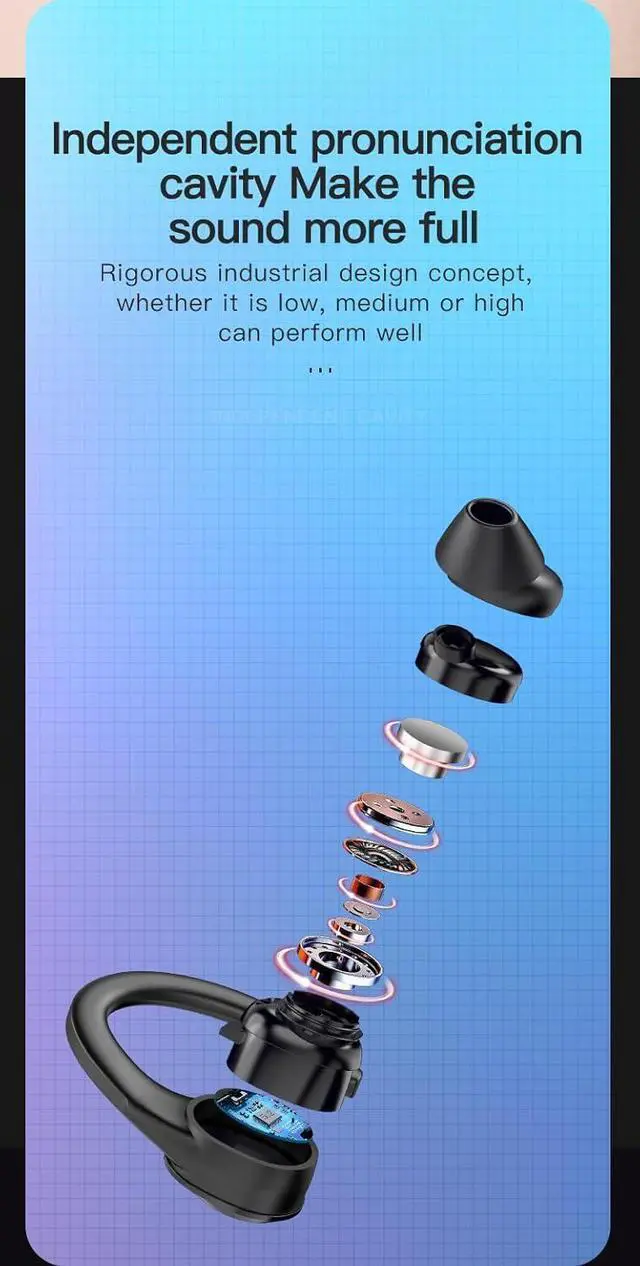 Alt view image 7 of 7 - Wireless Earbuds with Earhooks Headphones Bluetooth 5.2 in-Ear Earphones with LED Display Noise Cancelling Earbud,IPX6 Waterproof Earphones with Mic & Single Battery Life 10H for Phone Workout Running