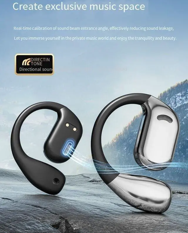 Alt view image 3 of 7 - Open Ear Hooks Headphones Wireless Bluetooth V5.4 Sports Earbuds with 60H Playtime,ENC Call Noise Cancellation+Bilateral Stereo,IPX5 Waterproof Earphones for Driving,Office,Pink